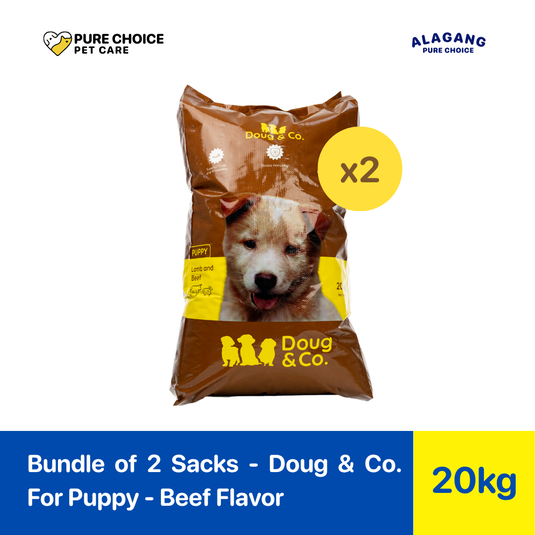 Bundle of 2 Sacks - Doug & Co. Dry Dog Food for Puppy 20kg - Lamb & Beef