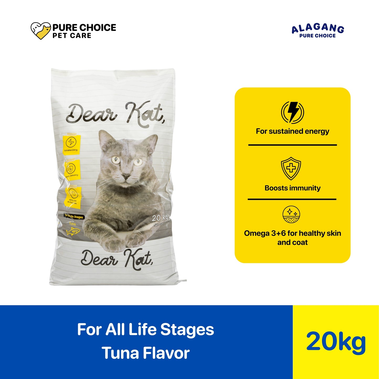 Pure Choice Dear Kat Dry Cat Food All Life Stages Tuna (20kg)