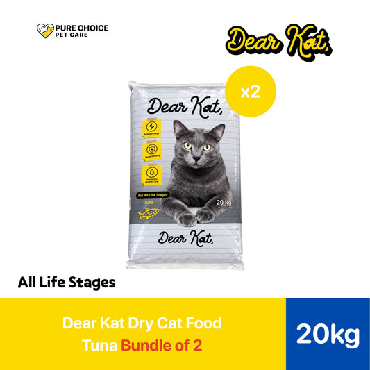 Dear Kat Dry Cat Food for all life Stages 20Kg - Bundle of 2 Sacks