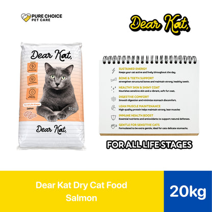 Dear Kat Dry Cat Food All Life Stages Tuna/Salmon 20kg