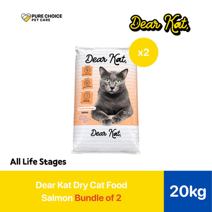 Dear Kat Dry Cat Food for all life Stages 20Kg - Bundle of 2 Sacks