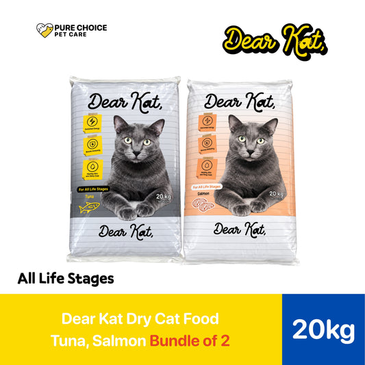 Dear Kat Dry Cat Food for all life Stages Salmon and Tuna Flavor 20Kg
