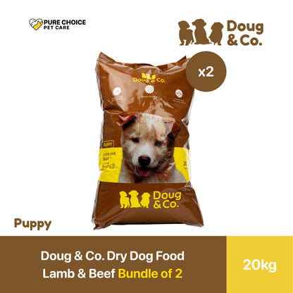 Doug & Co. Dry Dog Food Lamb and Beef Flavor 20Kg - Bundle of 2 Sacks