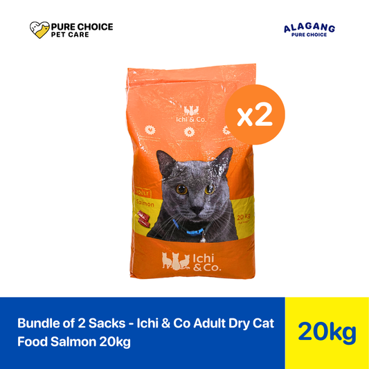 Bundle of 2 Sacks - Ichi & Co. Dry Cat Food for Adult 20Kg - Salmon