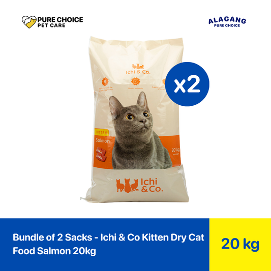 Bundle of 2 Sacks - Ichi & Co. Dry Cat Food for Kitten 20kg - Salmon