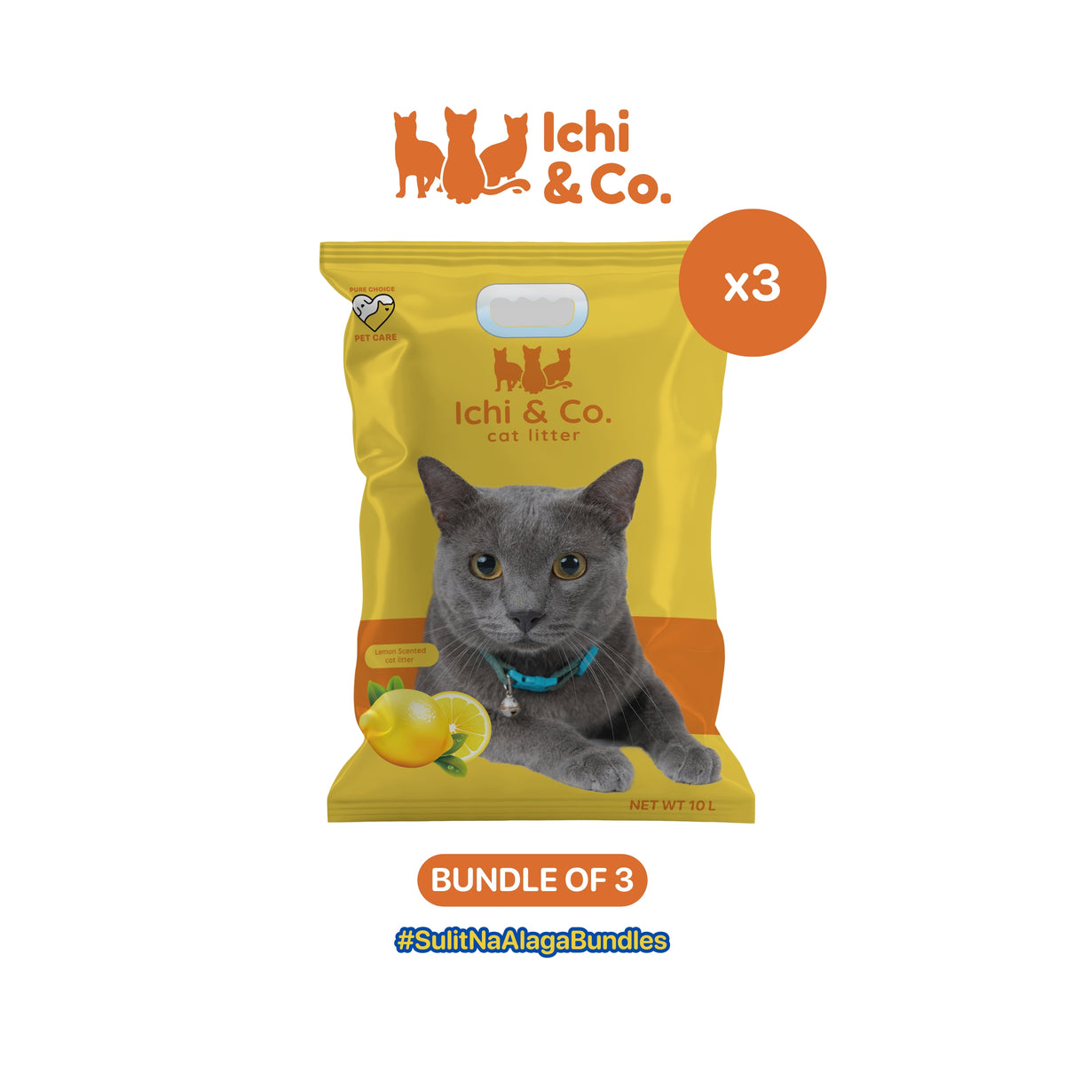 Ichi & Co. Bentonite Cat Litter 10L/8kg - Bundle of 3 Bags