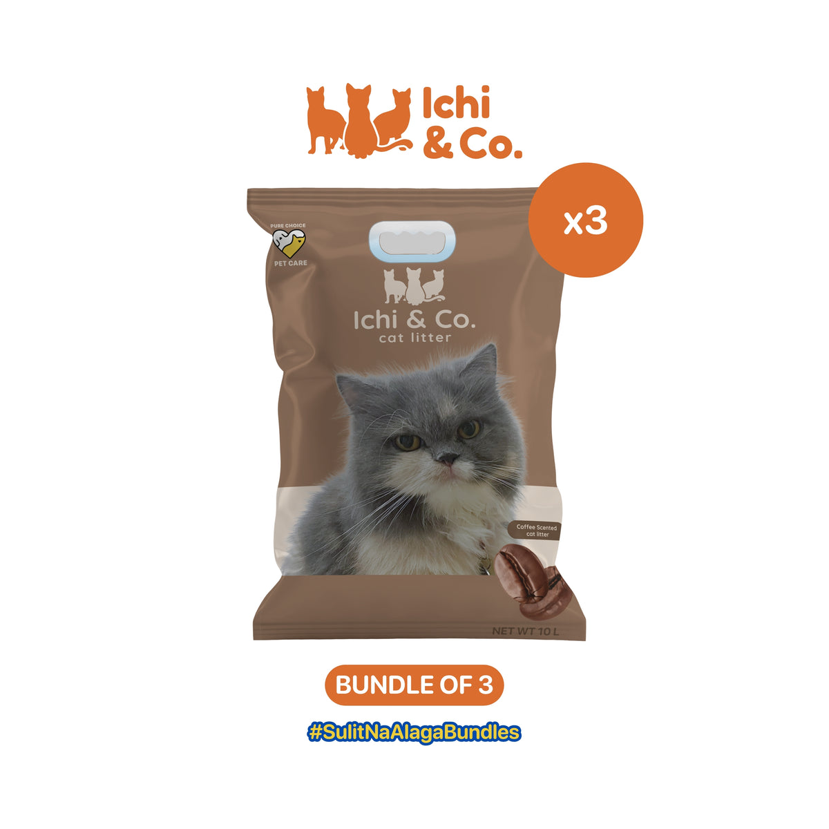 Ichi & Co. Bentonite Cat Litter 10L/8kg - Bundle of 3 Bags