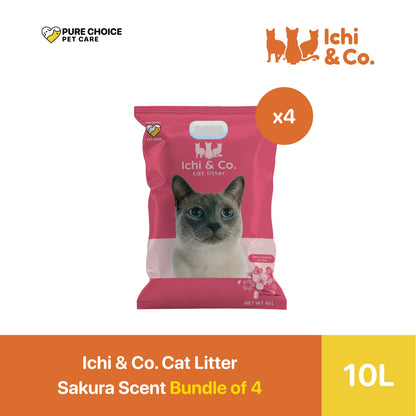 Ichi & Co. Bentonite Cat Litter 10L/8kg - Bundle of 4 Bags