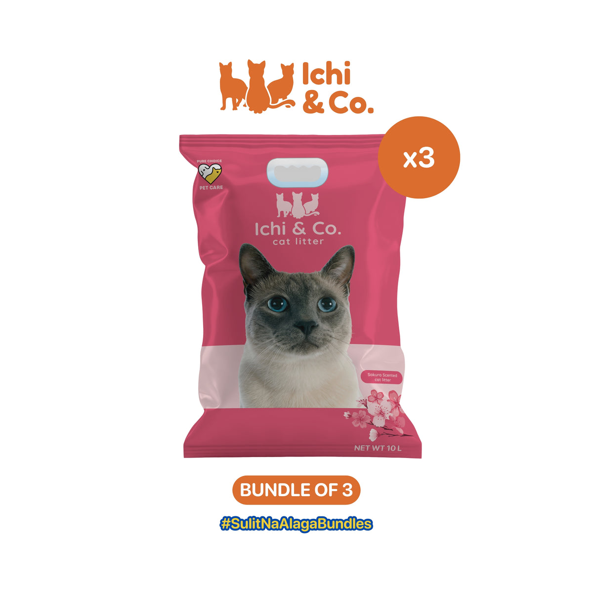 Ichi & Co. Bentonite Cat Litter 10L/8kg - Bundle of 3 Bags