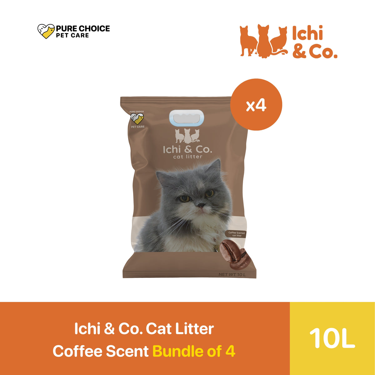 Ichi & Co. Bentonite Cat Litter 10L/8kg - Bundle of 4 Bags