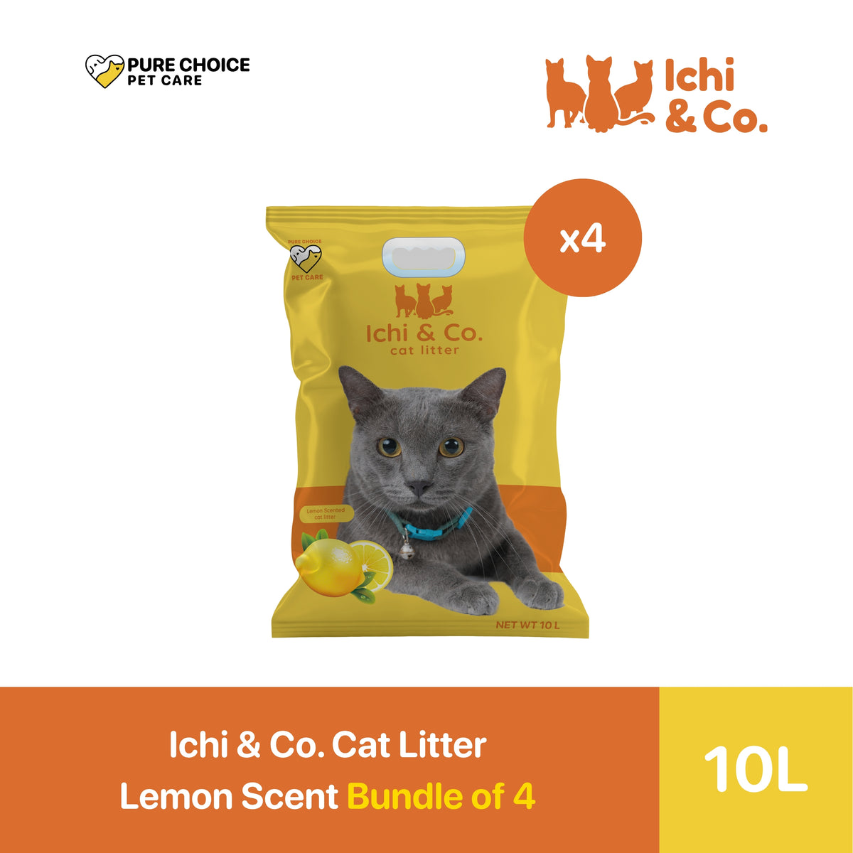 Ichi & Co. Bentonite Cat Litter 10L/8kg - Bundle of 4 Bags