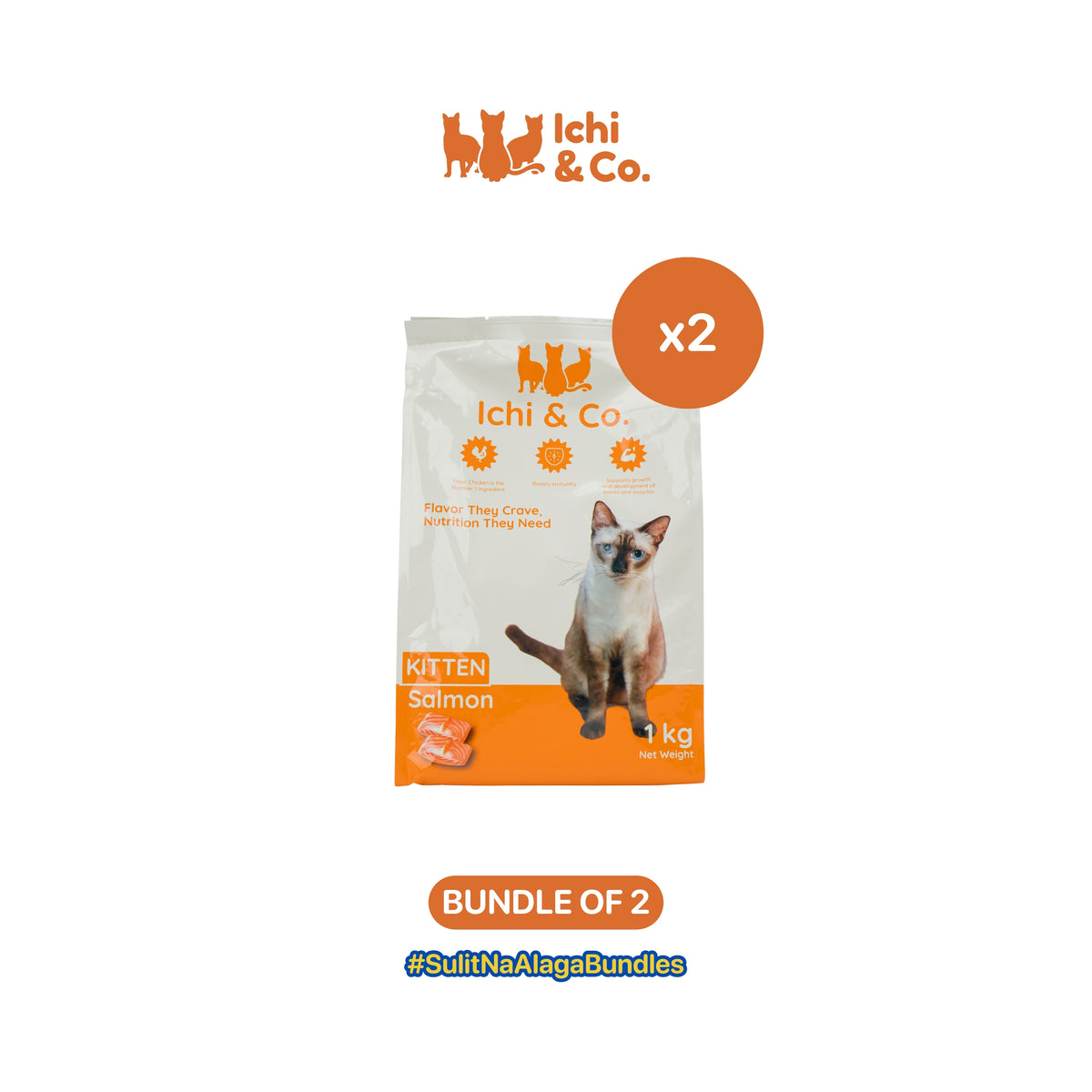 Ichi & Co. Dry Cat Food  Salmon Flavor 1kg - Bundle of 2 Packs