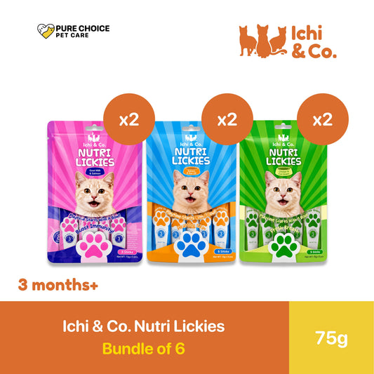 Ichi & Co. Nutri Lickies Cat Treats 75g -  Bundle of 6 Packs