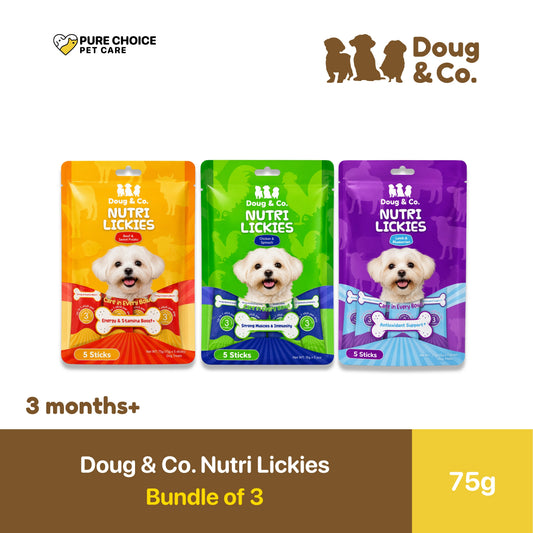 Doug & Co. Nutri Lickies Dog Treats 75g - Bundle of 3 Packs