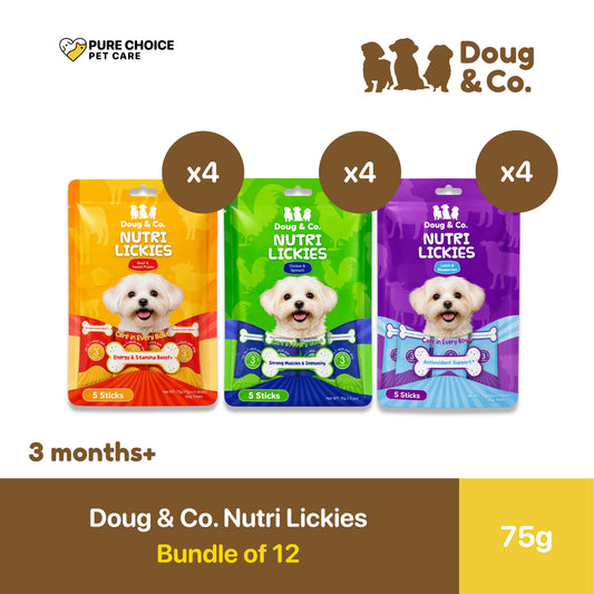 Doug & Co. Nutri Lickies Dog Treats 75g - Bundle of 12 Packs