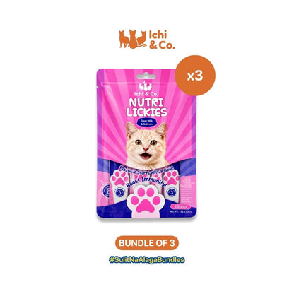 Ichi & Co. Nutri Lickies Cat Wet Treats (15g x 5 Sticks) 75g - Bundle of 3