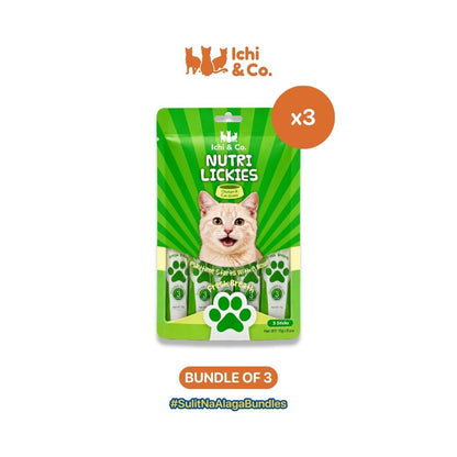 Ichi & Co. Nutri Lickies Cat Wet Treats (15g x 5 Sticks) 75g - Bundle of 3