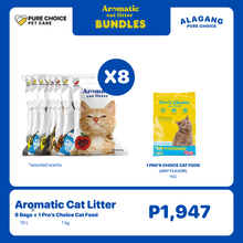 8 Bags Aromatic Cat Litter + Pro's Choice Cat Food 1kg (Low Sodium)