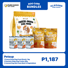 Petsup 1 Freeze Dried Dog Food (duck) 1kg + 2 Pawtato Chips Dog Treats 80g + 3 Canned Dog Wet Food (Beef & Vegestables)