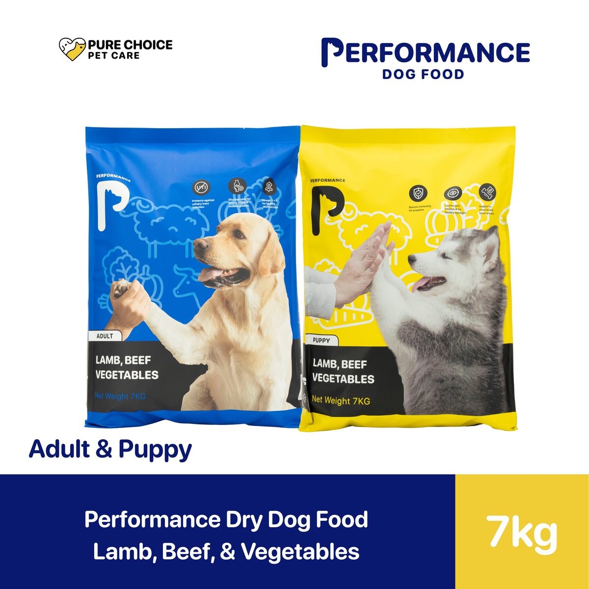 Performance Dry Dog Food Adult/Puppy Lamb, Beef, and Vegetables 7kg
