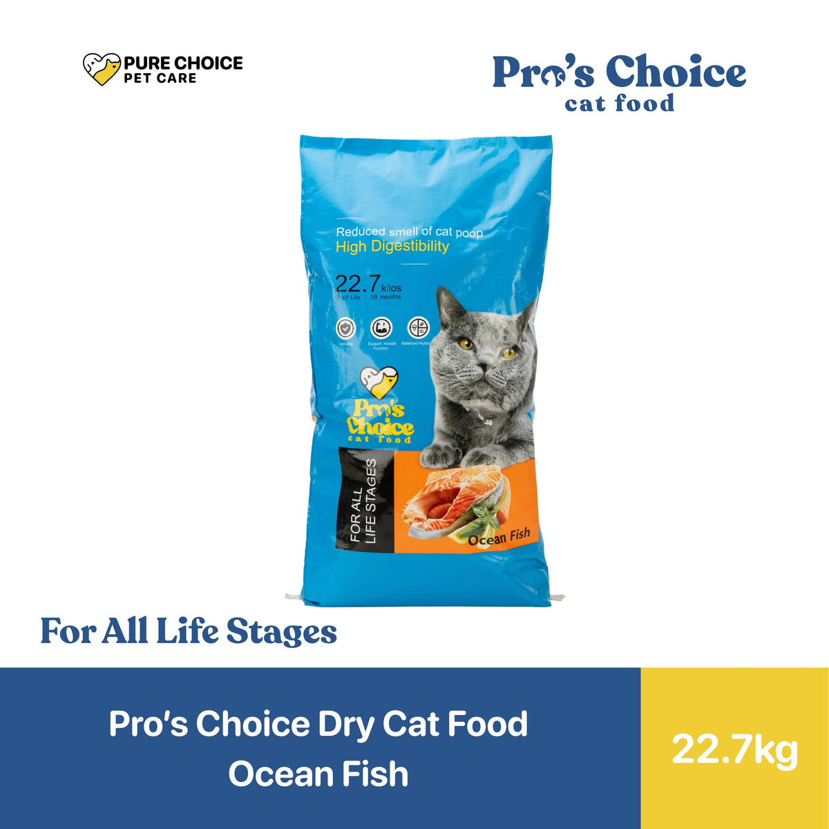 Pure Choice Pro's Choice Dry Cat Food All Life Stages 22.7kg