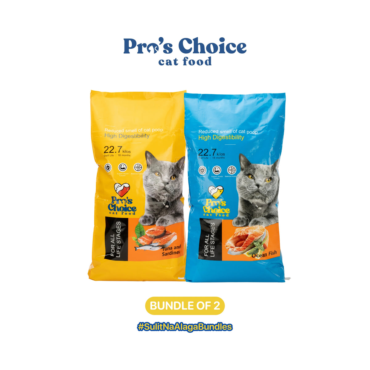 Pro's Choice Dry Cat Food for All life Stages Flavor 22.7Kg - Bundle of 2 Sacks