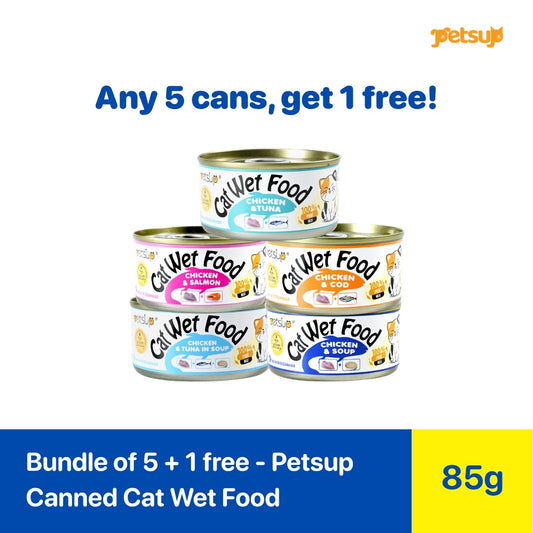 Bundle of 5 + 1 Free - Petsup Canned Cat Wet Food 85g