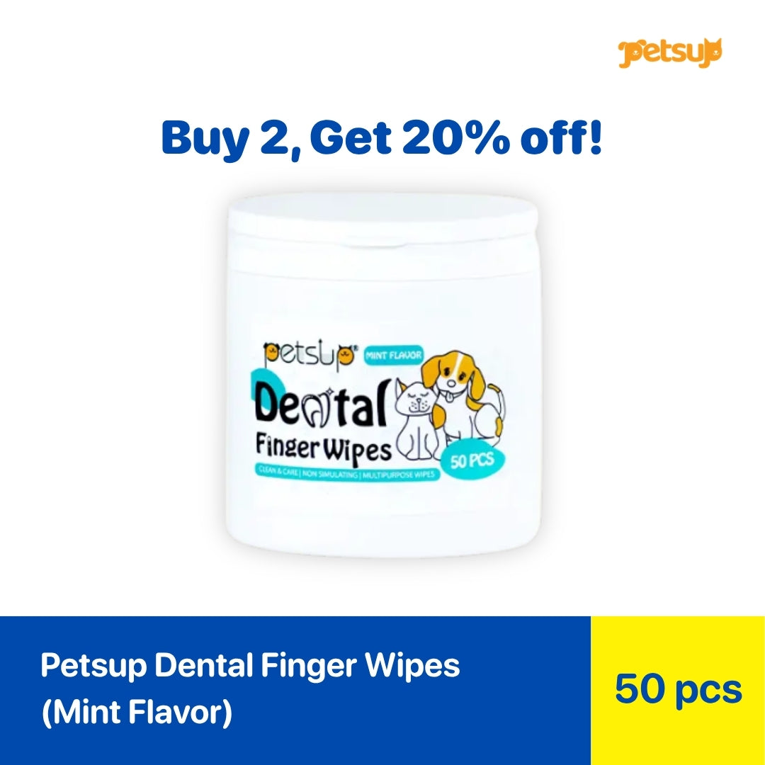 Buy 2 Get 20% off - Petsup Dental Finger Wipes (Mint Flavor) 50 pcs