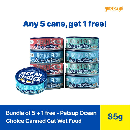 Bundle of 5 + 1 Free - Petsup Ocean Choice Canned Cat Wet Food 85g
