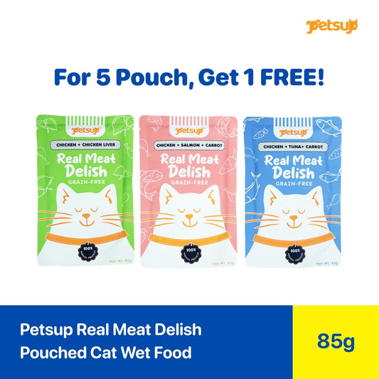 5 Pouch Get 1 Free - Petsup Real Meat Delish Pouched Cat Wet Food