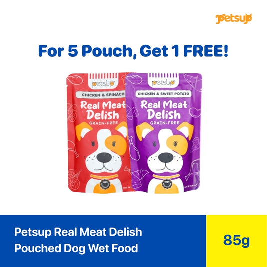 Buy 5 Pouch Get 1 Free - Petsup Real Meat Delish Pouched Dog Wet Food