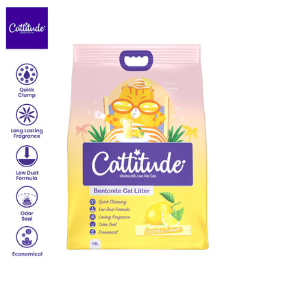 Cattitude Bentonite Cat Litter 10L in Perico Coffee Mellow Mango Lovely Lavender Luscious Lemon image 1