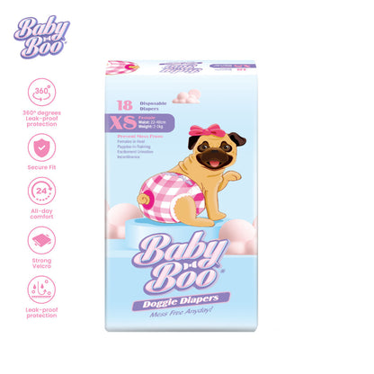 Baby Boo Pet Diaper for Female Girl Dog in XS S M L Sizes - XS (18 pcs) image