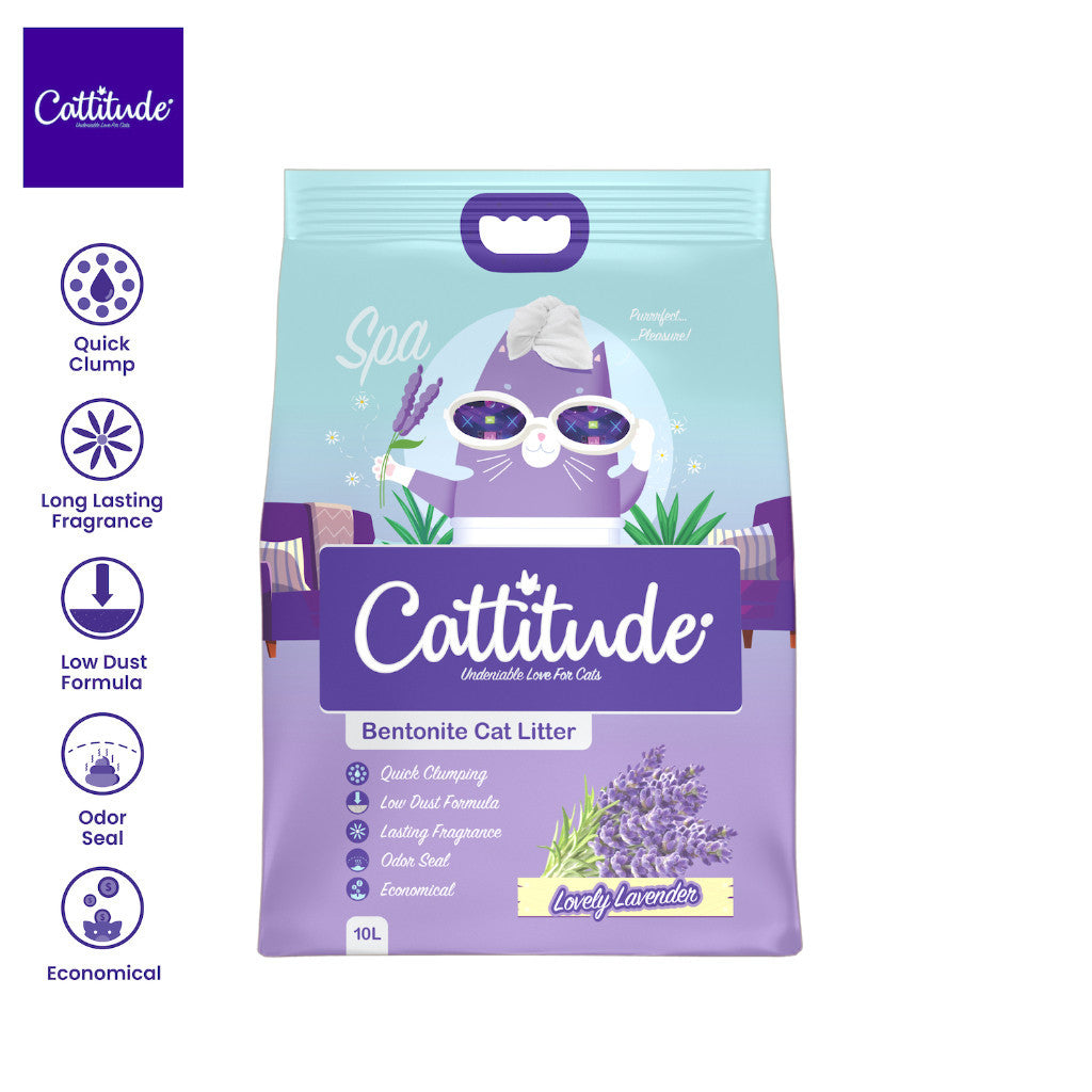 Cattitude Bentonite Cat Litter 10L in Perico Coffee Mellow Mango Lovely Lavender Luscious Lemon - Lovely Lavender image