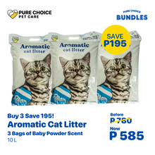 Bundle: Aromatic Cat Litters 10L/8kg - Buy 3 Save 195! - Baby Powder image 0